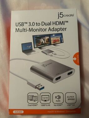 USB 3.0 to Dual HDMI Adapter — Silver Multi-Monitor Solution